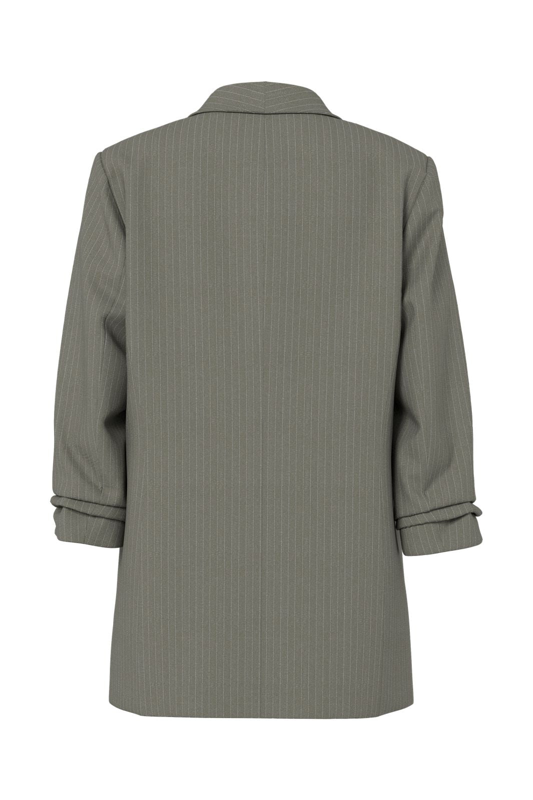 Pieces - Pcbosella 3/4 Pinstripe Blazer - 4899433 Deep Lichen Green Cloud Dancer Pinstripe