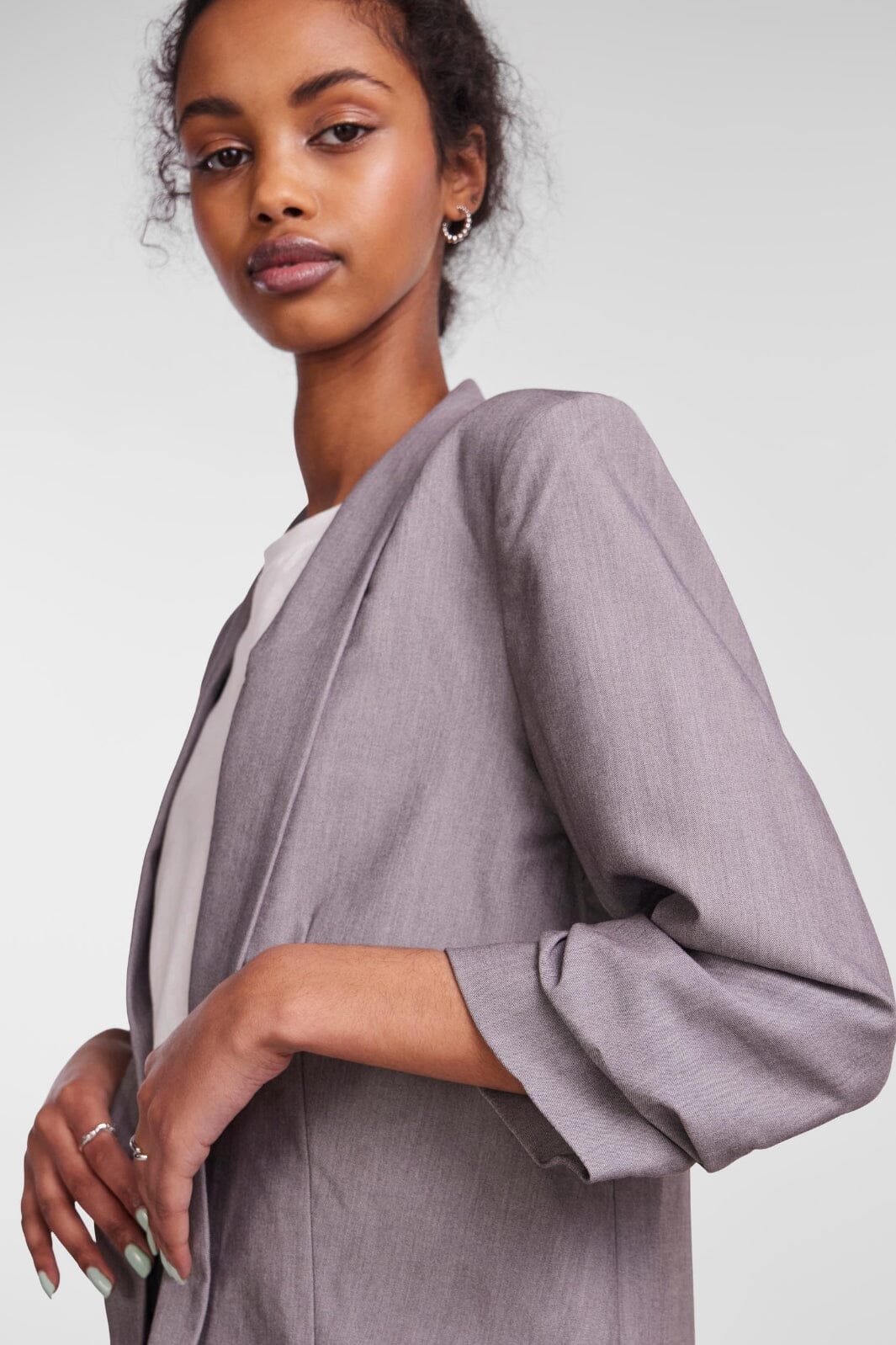 Pieces - Pcbosella 3/4 Blazer - 3423753 Light Grey Melange