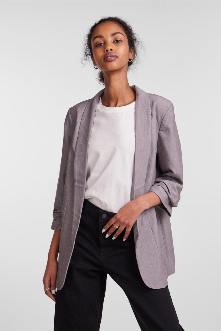 Pieces - Pcbosella 3/4 Blazer - 3423753 Light Grey Melange