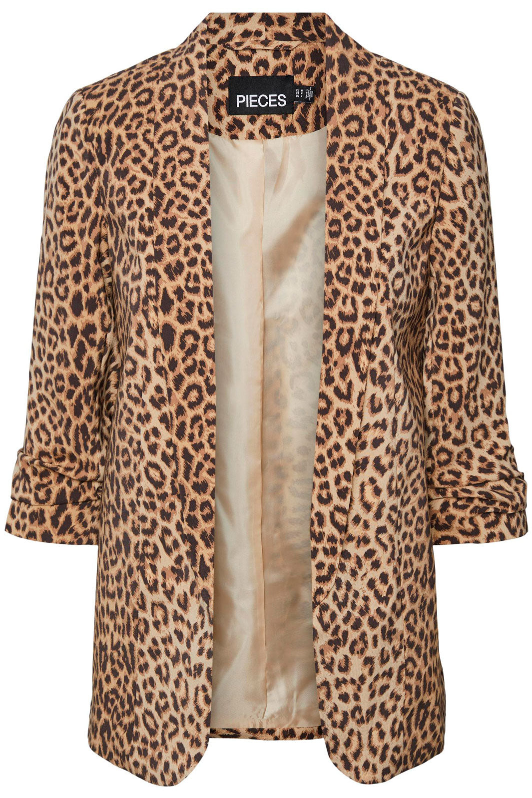Pieces - Pcbosella 3/4 Printed Blazer - Natural AOP Leo