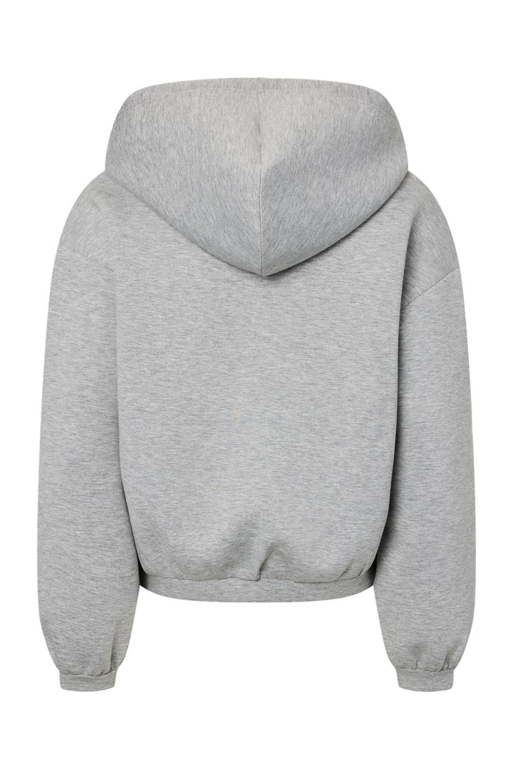 Pieces - Pcbucuba Ls Zipper Scuba Hoodie Act - 4938638 Light Grey Melange