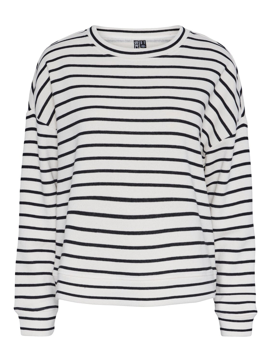 Pieces - Pcchilli Ls Sweat Stripes - 4410018 Cloud Dancer Black
