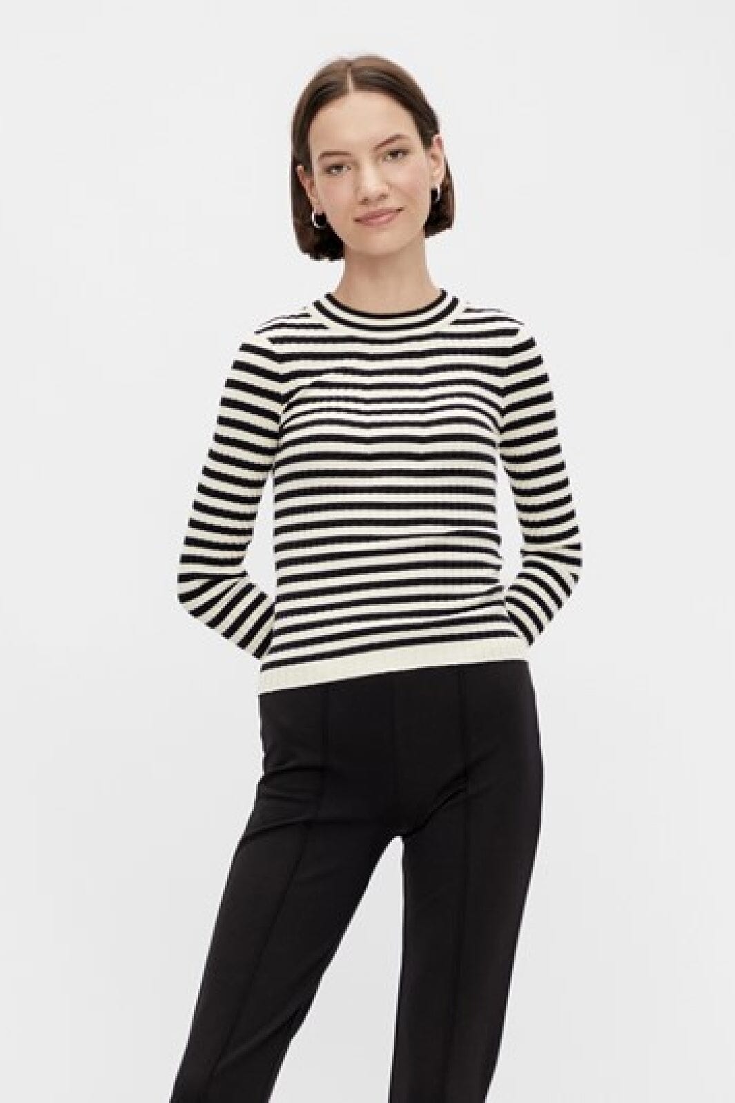 Pieces - Pccrista Ls O-Nech Knit Noos - Black With Birch