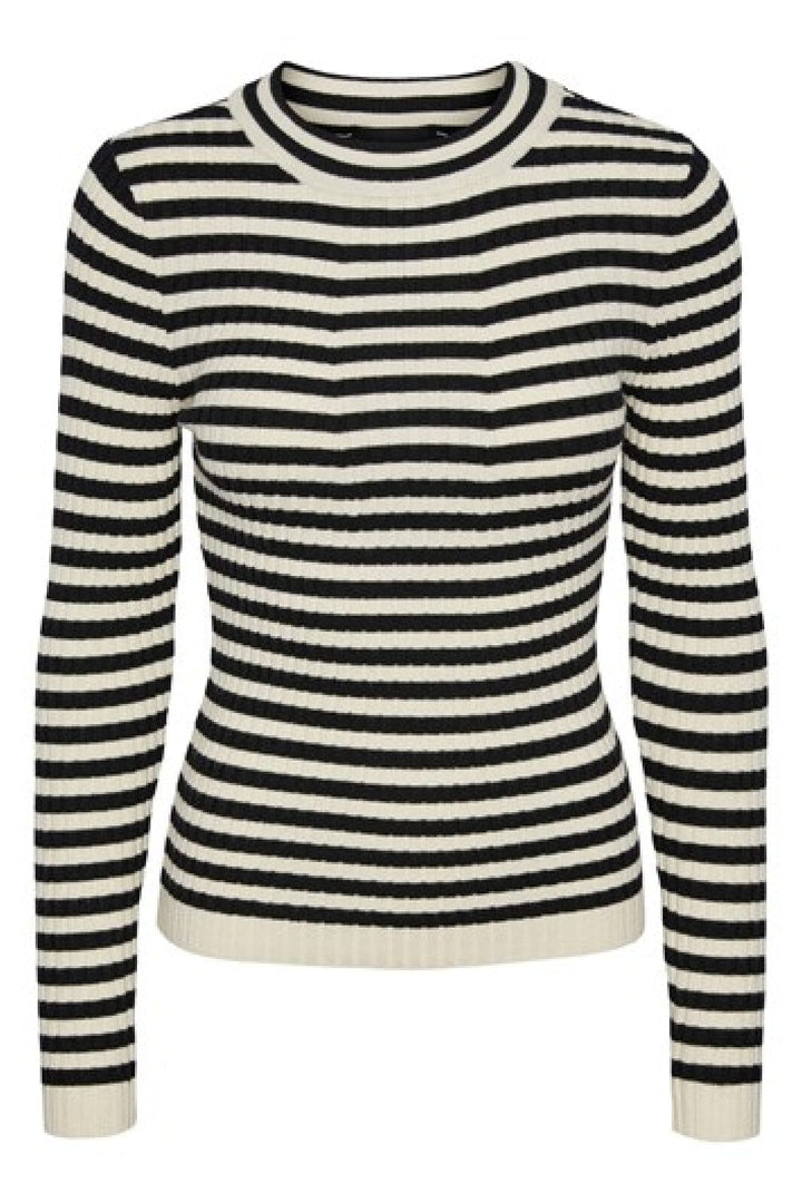 Pieces - Pccrista Ls O-Nech Knit Noos - Black With Birch