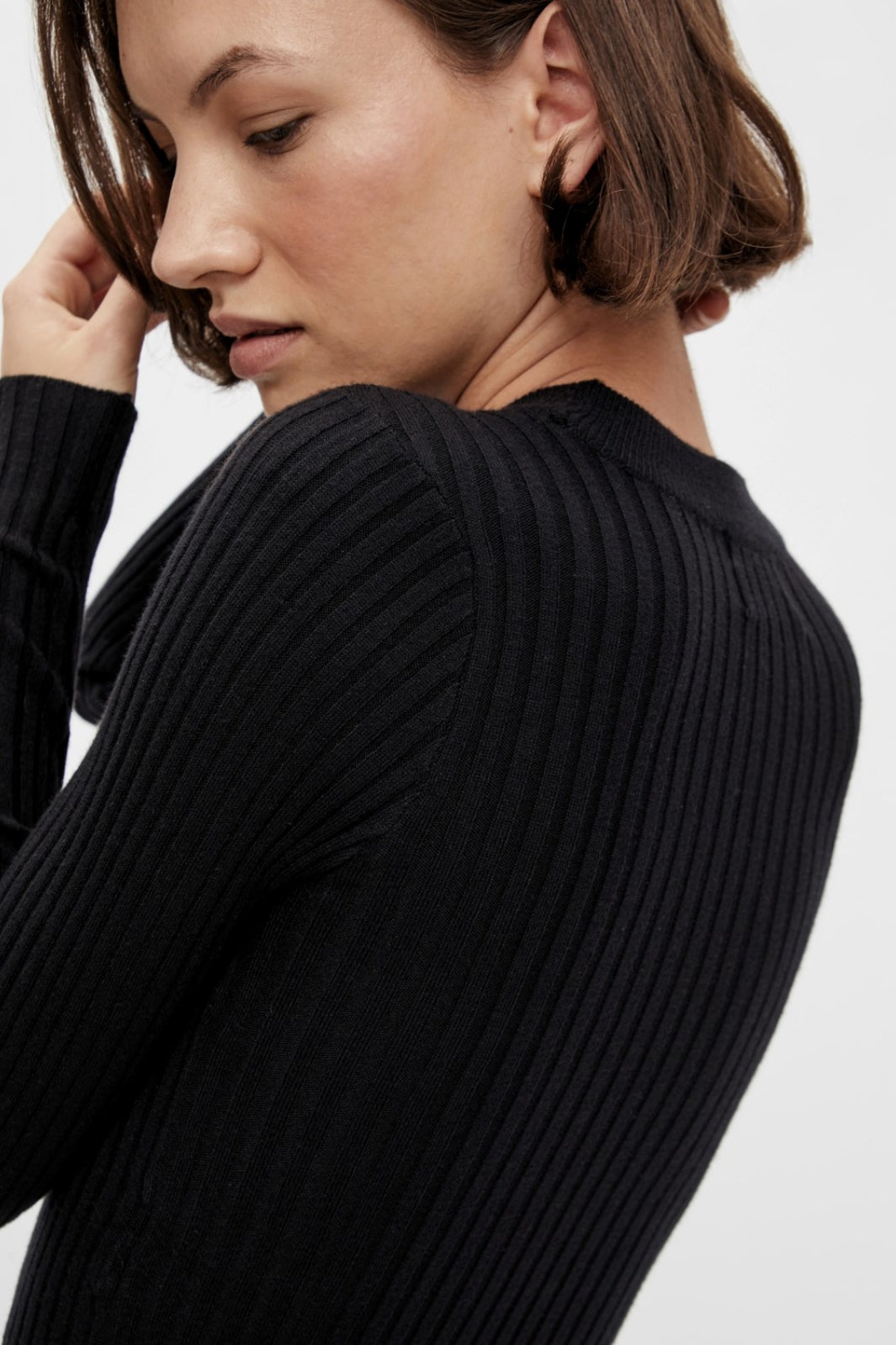 Pieces - PcCrista LS O-Neck Knit Dress - Black