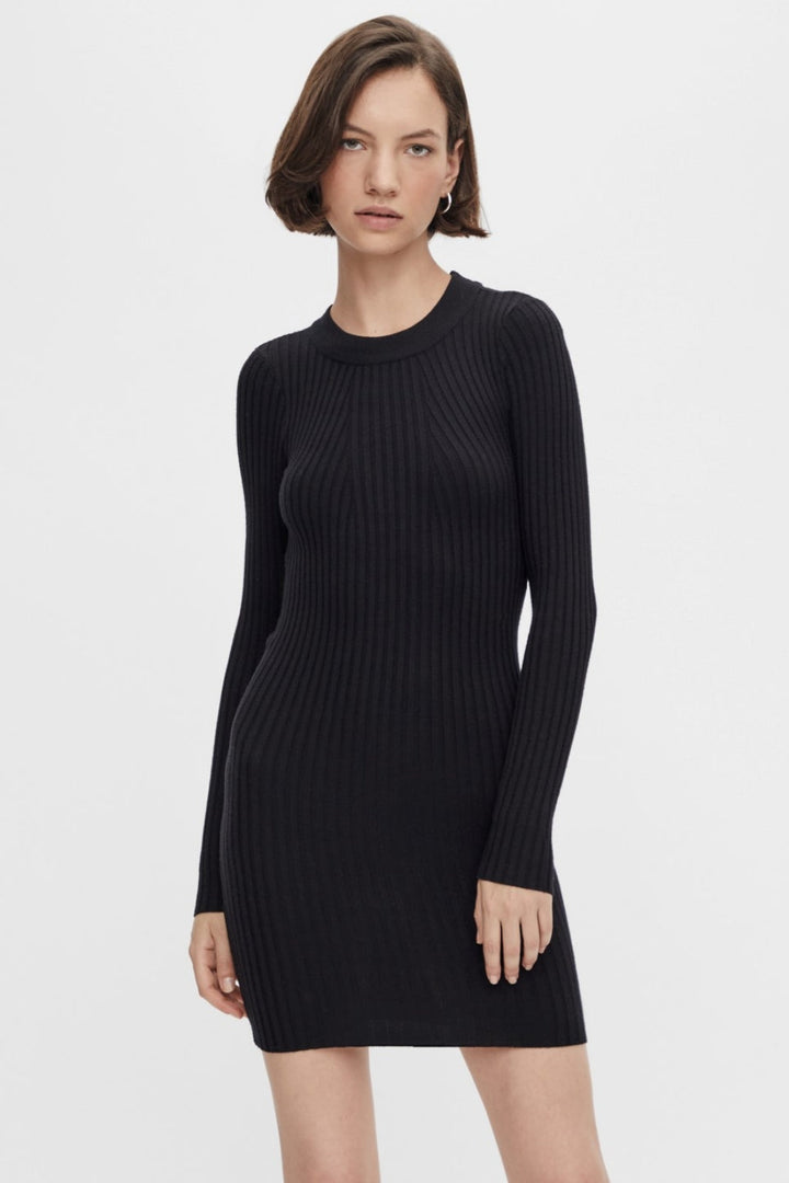 Pieces - PcCrista LS O-Neck Knit Dress - Black