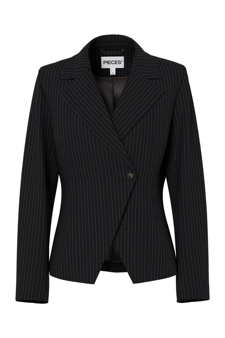 Pieces - Pcfalka Ls Fittet Pinstriped Blazer - 5066610 Black White Pinstripe
