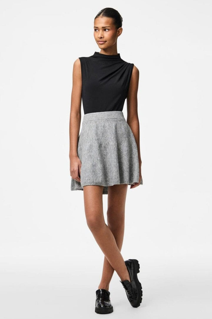 Pieces - Pcfamilla Short Knit Skirt Fsy - 4861748 Medium Grey Melange