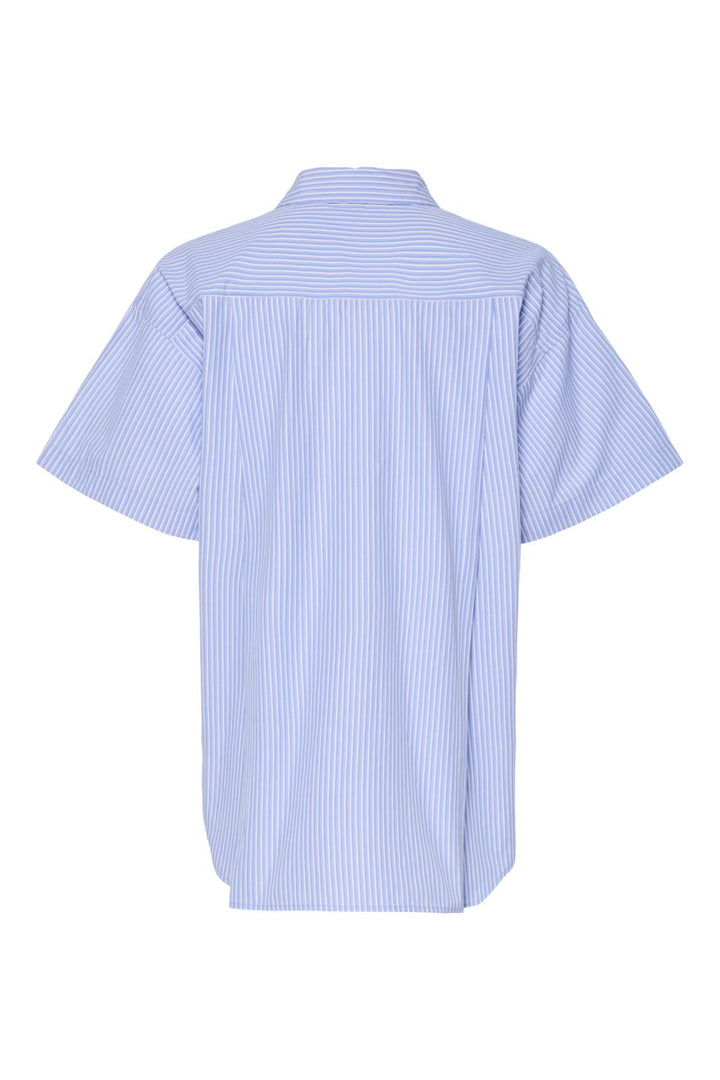 Pieces - Pcfemme Ss Loose Shirt - 4866443 Cornflower Blue Cloud Dancer