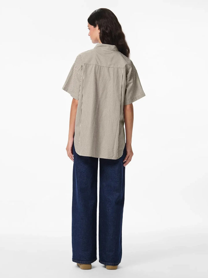 Pieces - Pcfemme Ss Loose Shirt - 4900771 Birch Delicioso Skjorter 