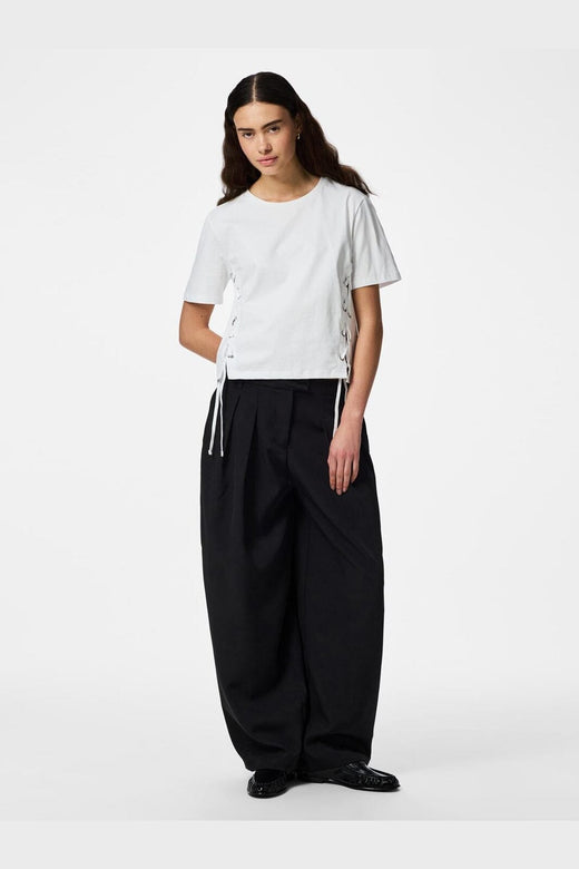 Pieces - Pcfenja Ss Tie Detail T-Shirt Jsr Pp - 5100337 Bright White