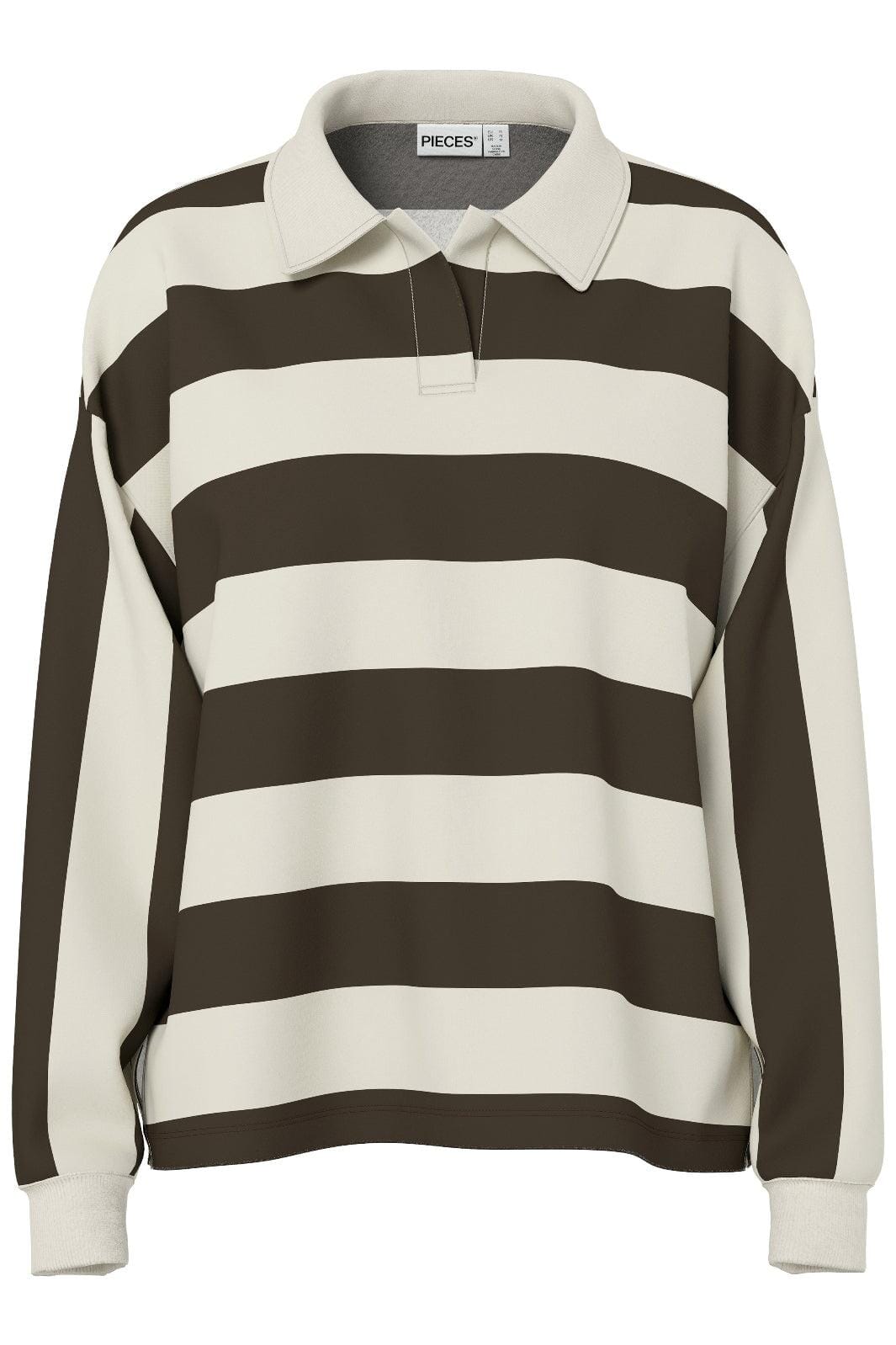 Pieces - Pcfilucca Ls Loose Polo Shirt - 5080297 Delicioso Birch Bluser 