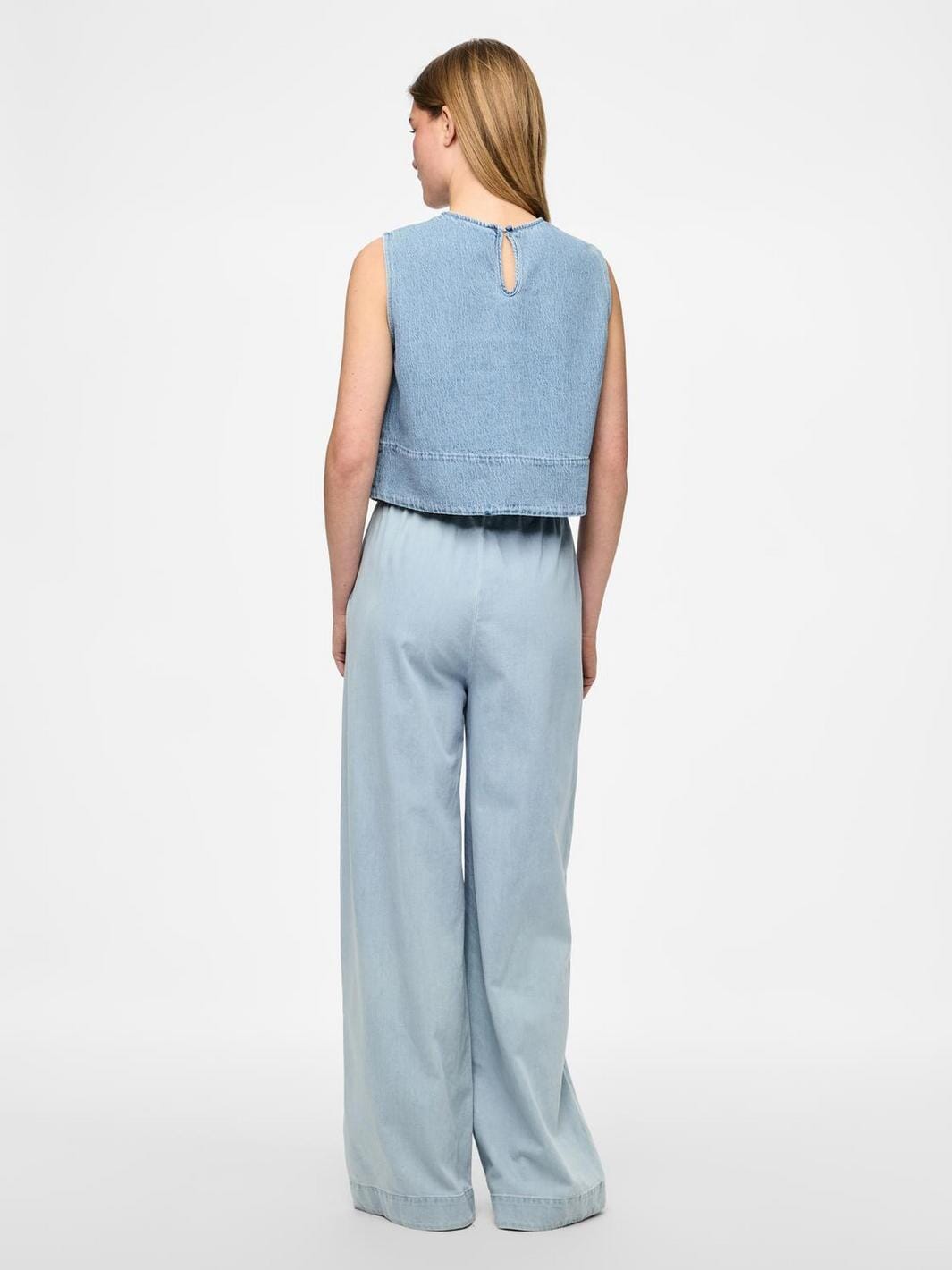 Pieces - Pcflora Sl Denim Top - 4774692 Light Blue Denim