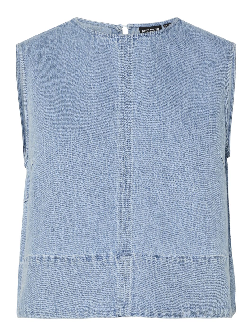 Pieces - Pcflora Sl Denim Top - 4774692 Light Blue Denim