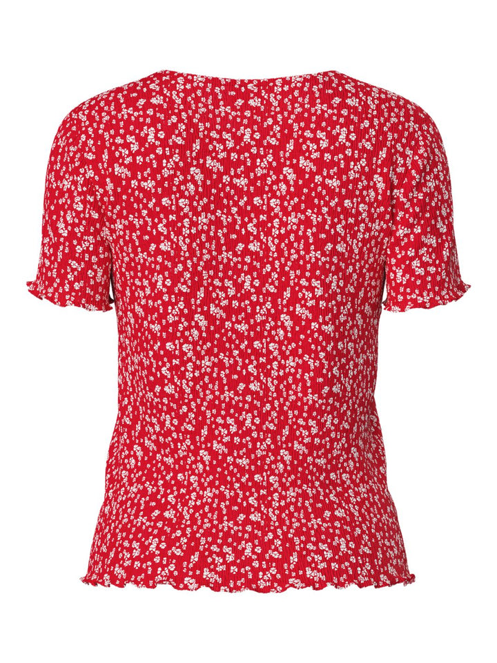 Pieces - Pcflora Ss O-Neck Top - 4699174 Lollipop Small Flower