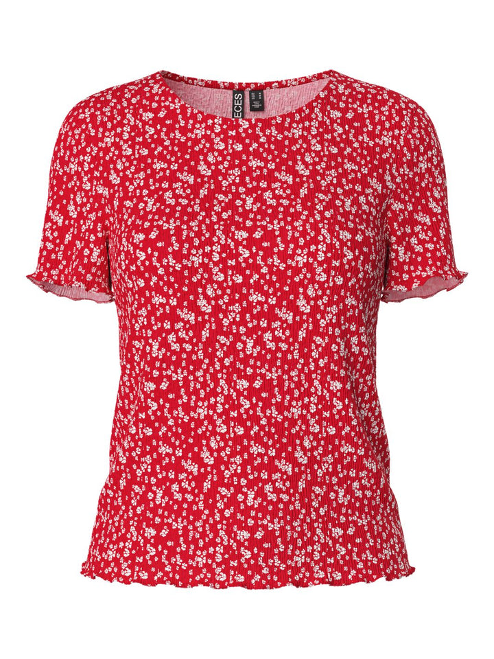 Pieces - Pcflora Ss O-Neck Top - 4699174 Lollipop Small Flower