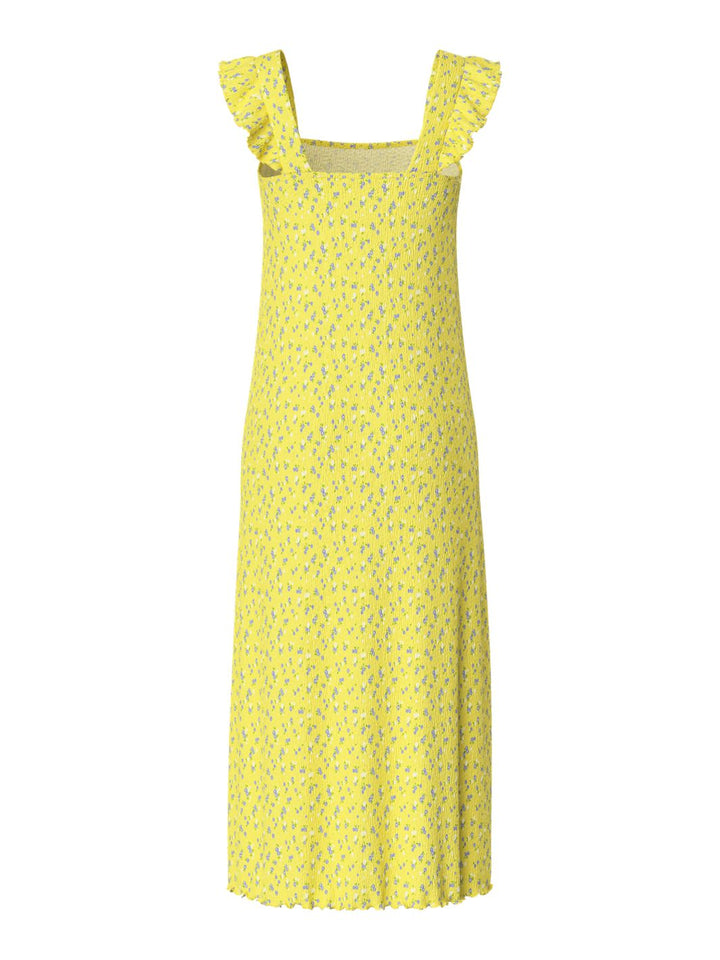 Pieces - Pcflora Strap Flounce Dress - 4699183 Pale Banana Small Flower