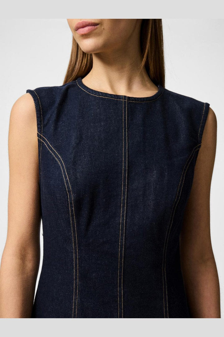 Pieces - Pcfranna Sl Long Denim Dress Fsy - 4863022 Dark Blue Denim