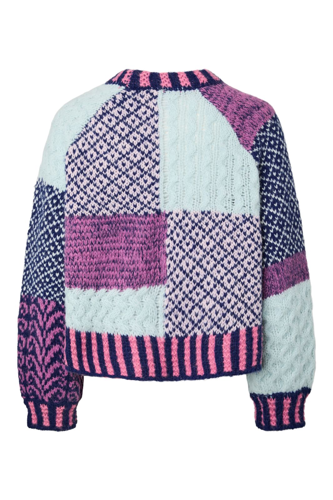 Pieces - Pcfusion Ls O-Neck Colorblock Knit - 5129669 Sachet Pink Blue And Purple Colorblock