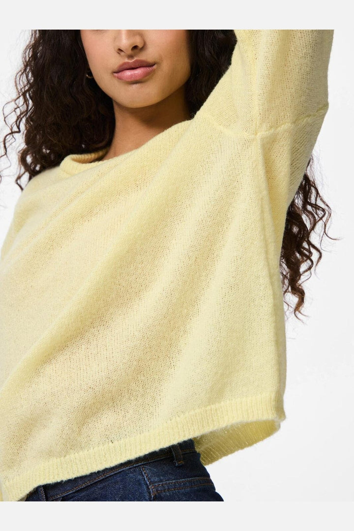 Pieces - Pcida Ls O-Neck Knit - 4805044 French Vanilla