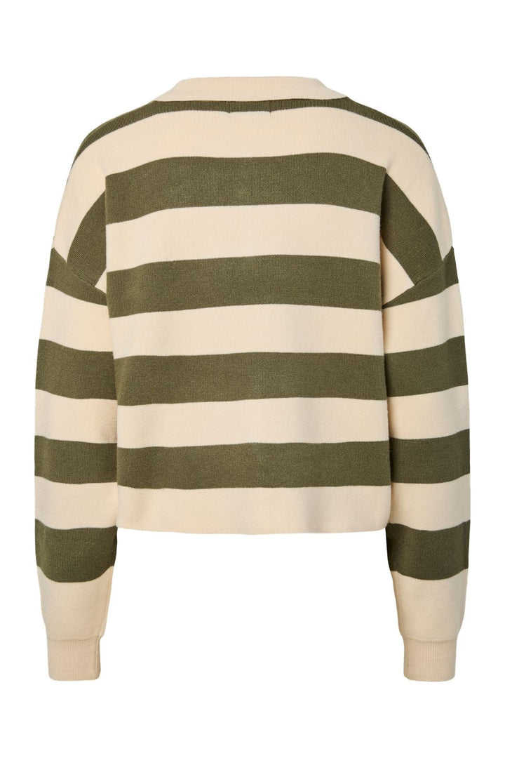 Pieces - Pcjassy Ls Polo Knit Cardigan - 5040030 Sphagnum Birch