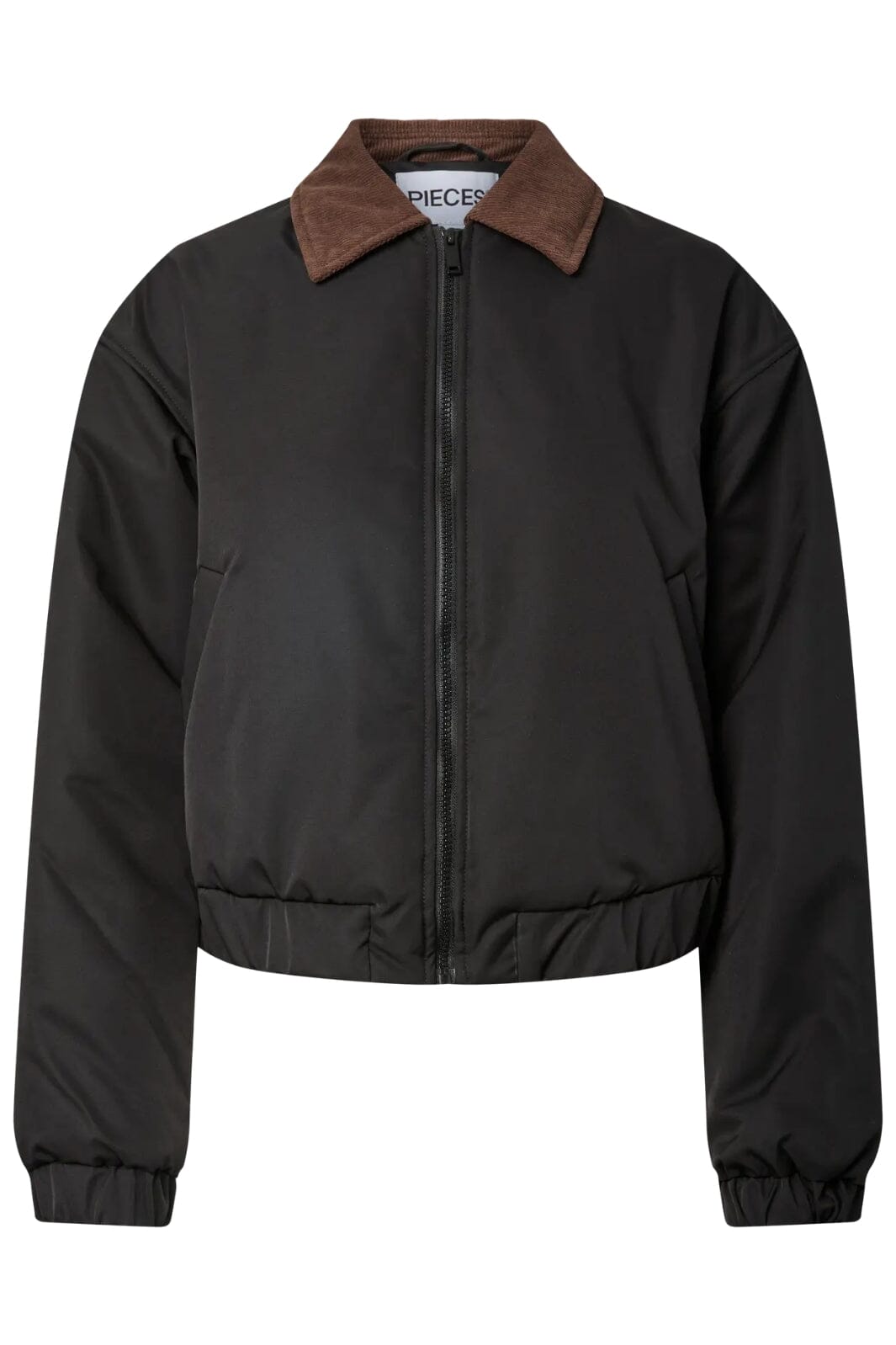 Pieces - Pcjorma Short Padded Bomber Jacket - 4945099 Black Seal Brown Frakker 