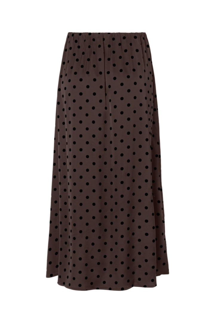 Pieces - Pcjytta Ankle Satin Skirt - 5069031 Hot Fudge Black Dots