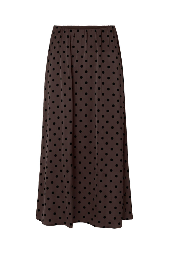 Pieces - Pcjytta Ankle Satin Skirt - 5069031 Hot Fudge Black Dots