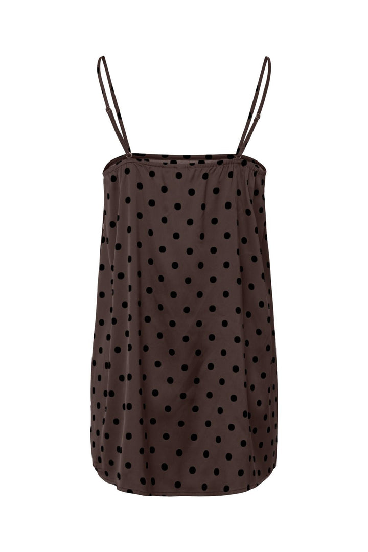 Pieces - Pcjytta Strap Satin Top - 5069036 Hot Fudge Black Dots