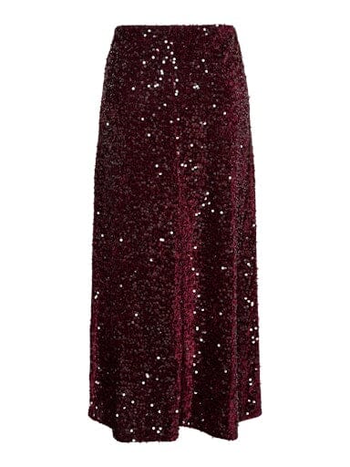 Pieces - Pckam Ankle Skirt - 4859160 Tawny Port Tawney Port Sequins Nederdele 