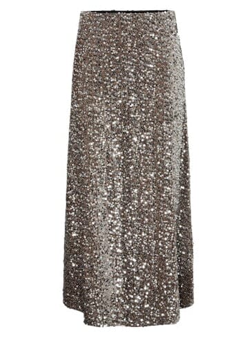 Pieces - Pckam Ankle Skirt - 4859175 Morel Silver Sequins Nederdele 