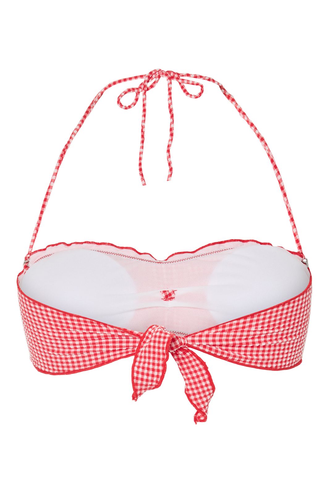 Pieces - Pckia Frill Edge Bikini Top - 4929159 Lychee Snow White Check