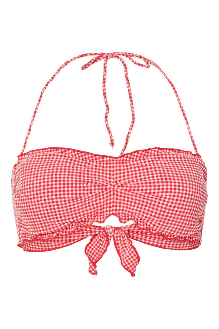 Pieces - Pckia Frill Edge Bikini Top - 4929159 Lychee Snow White Check