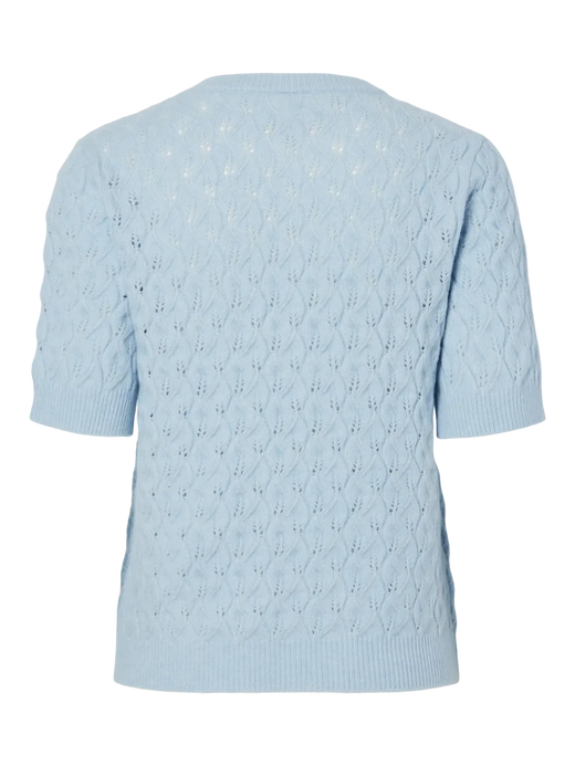 Pieces - Pclelou Ss O-Neck Knit - 4941340 Cashmere Blue Melange Strikbluser 