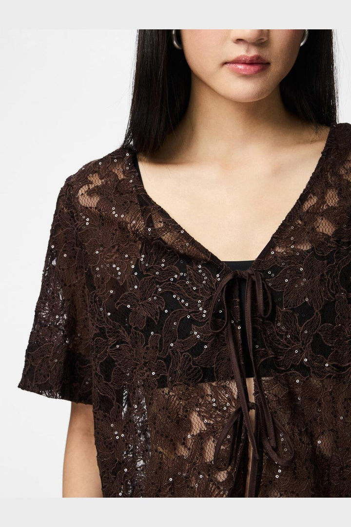 Pieces - Pclouise 2/4 V-Neck Tie Top - 5038956 Delicioso