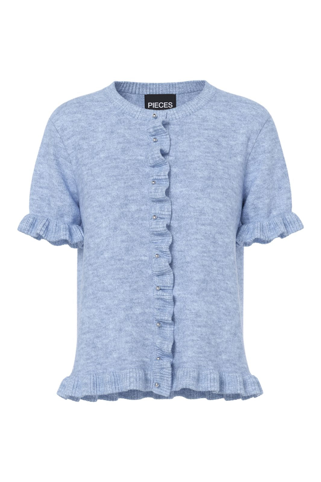 Pieces - Pclydia Ss Frill Knit Cardigan - 4965219 Cashmere Blue