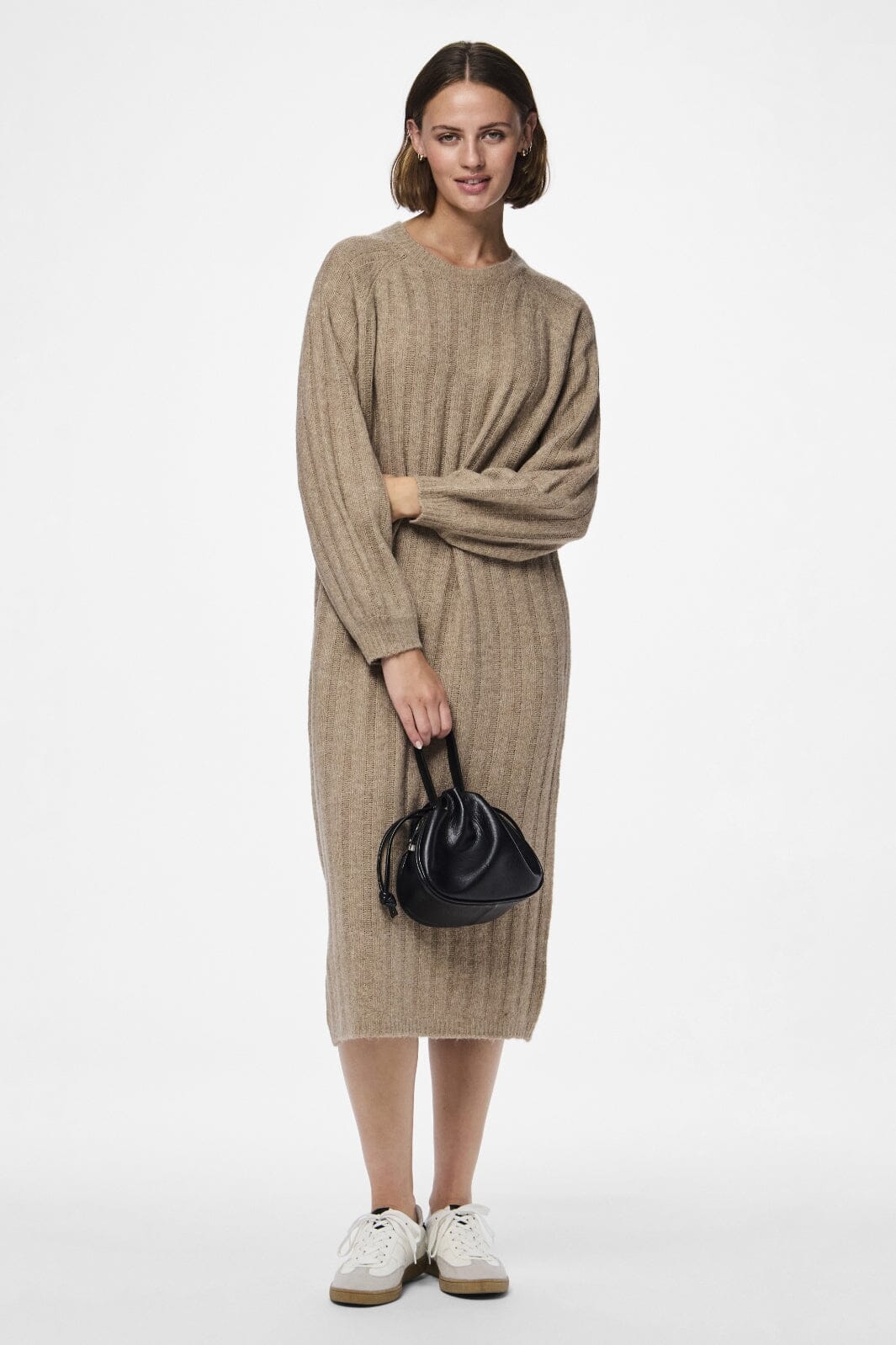 Pieces - Pcmaggy Ls Knit Dress - 4542704 Taupe Gray