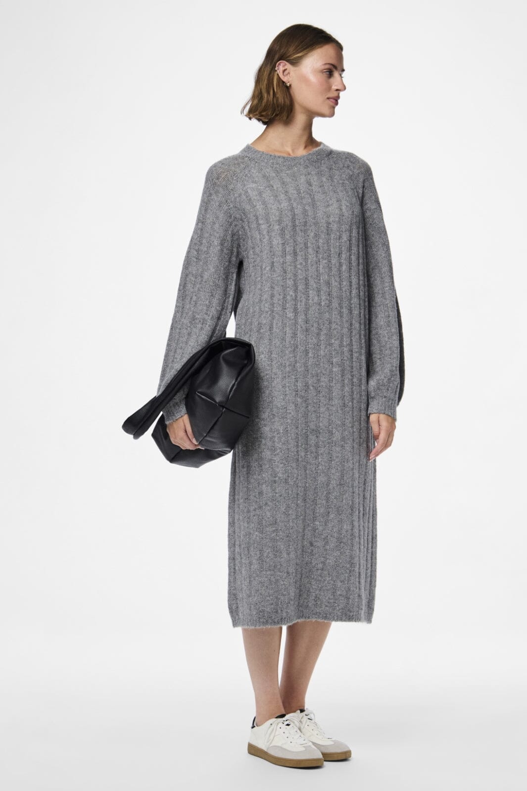 Pieces - Pcmaggy Ls Knit Dress - 4542705 Medium Grey Melange