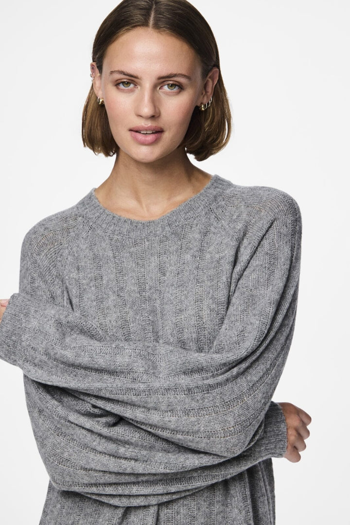 Pieces - Pcmaggy Ls Knit Dress - 4542705 Medium Grey Melange