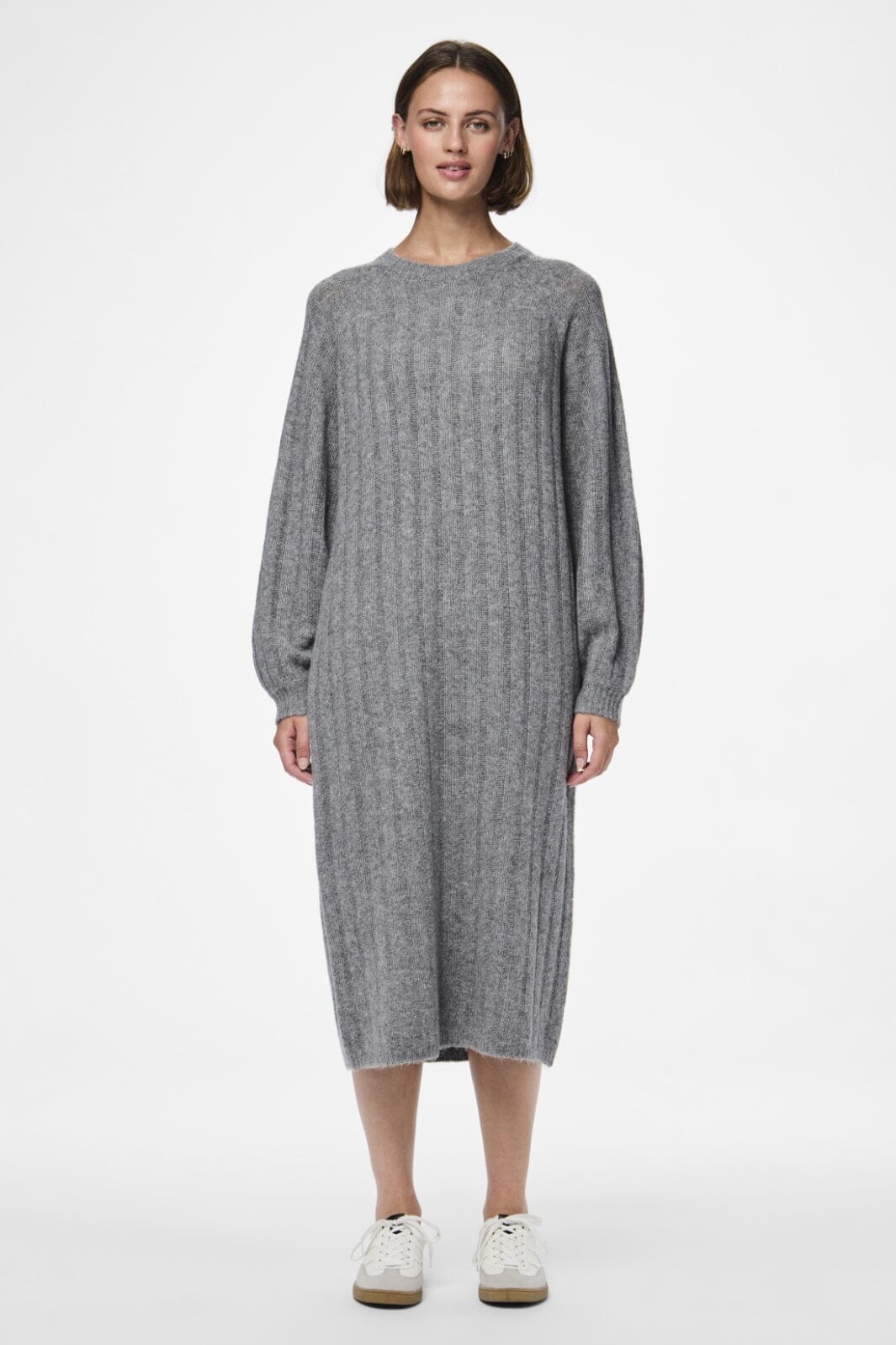 Pieces - Pcmaggy Ls Knit Dress - 4542705 Medium Grey Melange