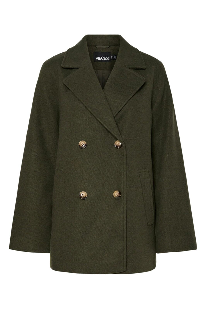 Pieces - Pcmarbel Coat - 4804036 Forest Night Frakker 