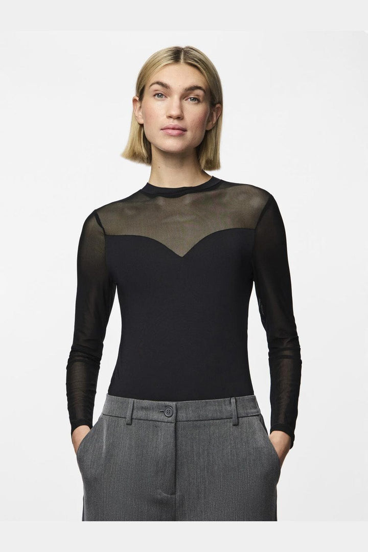 Pieces - Pcmilly Ls Mesh Bodystocking - 4551391 Black