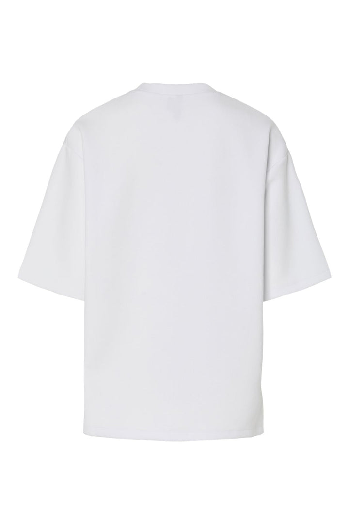 Pieces - Pcmuna Ss O-Neck Oversize Tee - 4864327 Bright White Black Embroidery