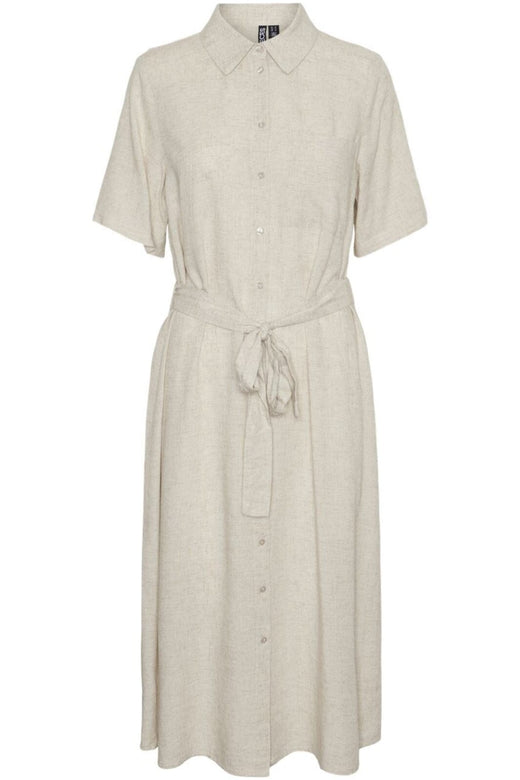 Pieces - Pcpia 2/4 Midi Shirt Dress - 4764559 Birch Melange Kjoler 