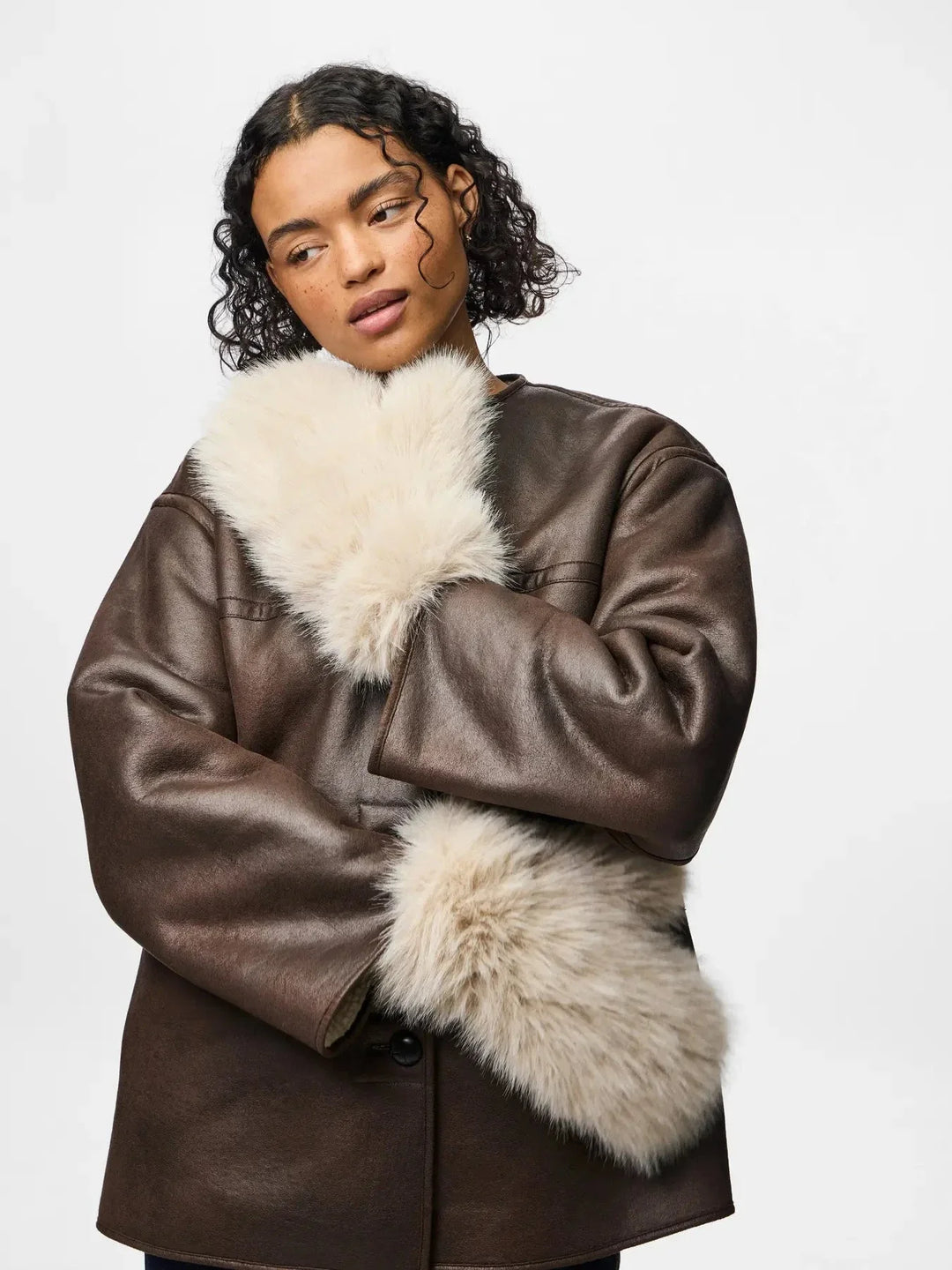 Pieces - Pcplush Fluffy Mittens - 5023212 Porpoise Patchwork Handsker & Vanter 