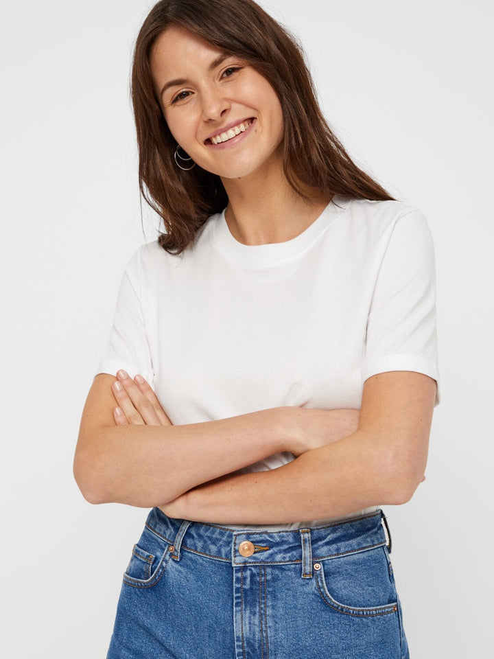 Pieces - PcRia SS Fold Up Tee - Bright white
