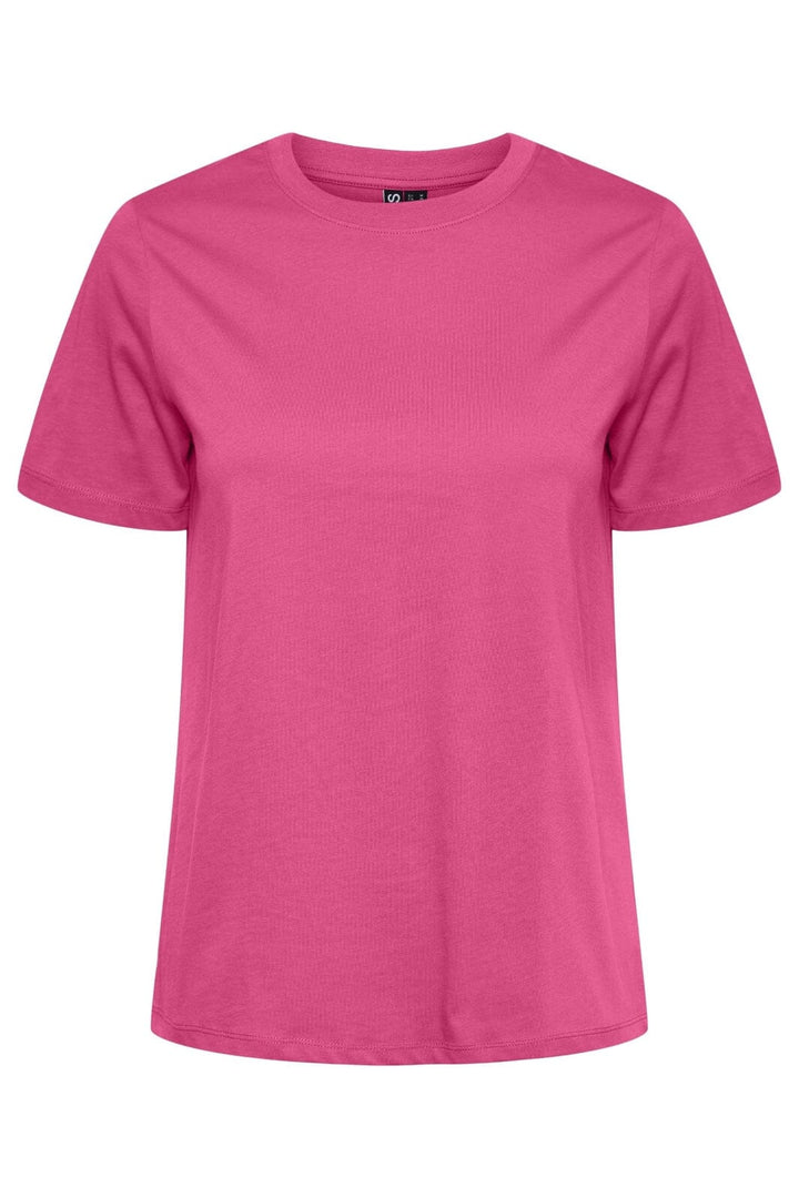 Pieces - Pcria Ss Solid Tee - 4280171 Shocking Pink