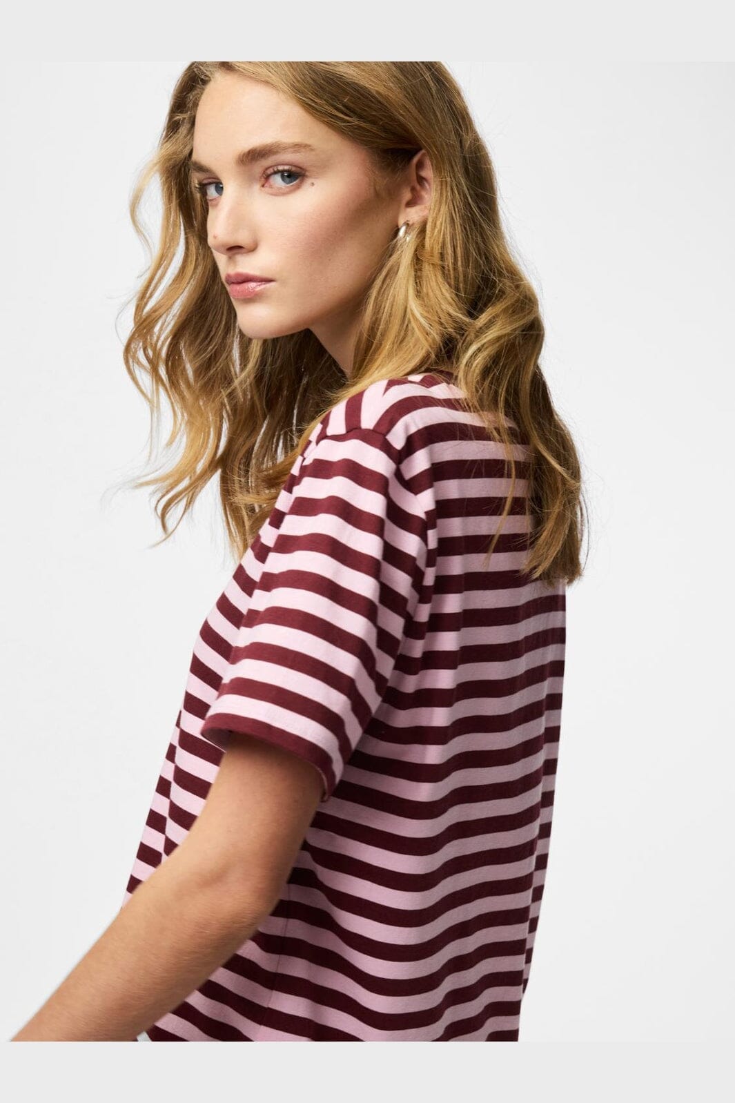 Pieces - Pcria Ss Tee Multicol Stripes - 5104383 Tawny Port Roseate Spoonbill