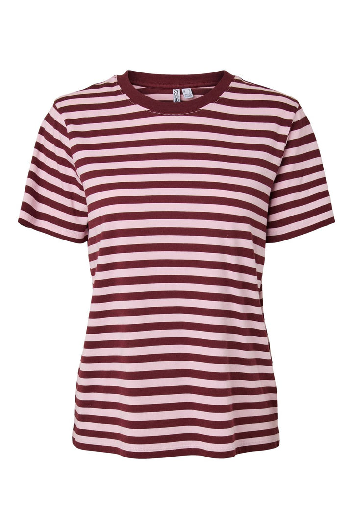 Pieces - Pcria Ss Tee Multicol Stripes - 5104383 Tawny Port Roseate Spoonbill