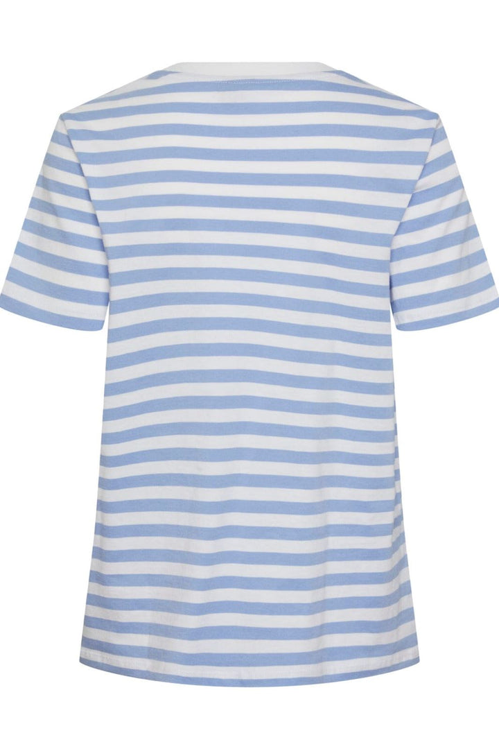 Pieces - Pcria Ss Tee Stripes - 4400582 Hydrangea Bright White